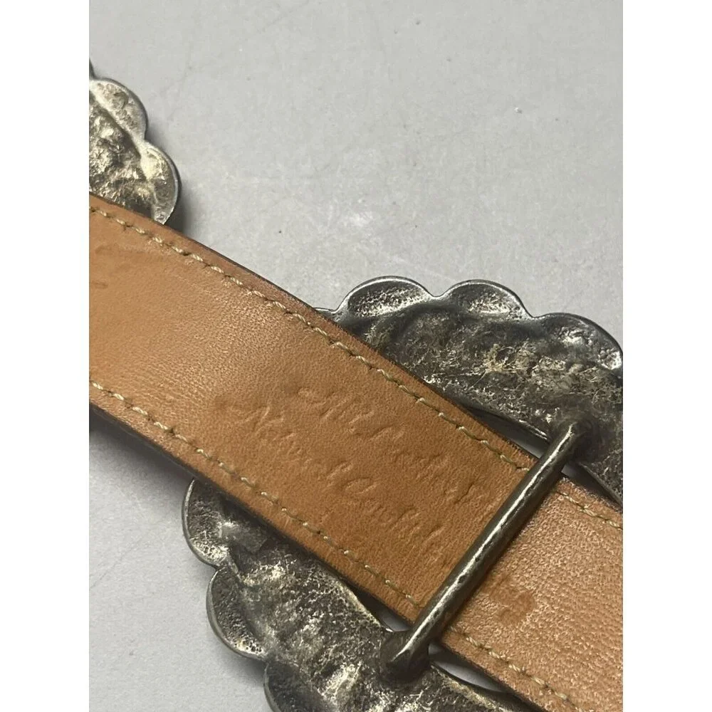 Zele Brown Italy Leather Silver Medium 30” Women's Belt